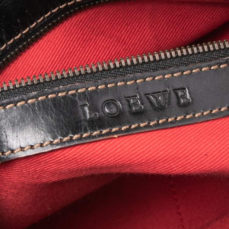 Pre Owned Loewe Black Leather and Suede Shoulder Bag