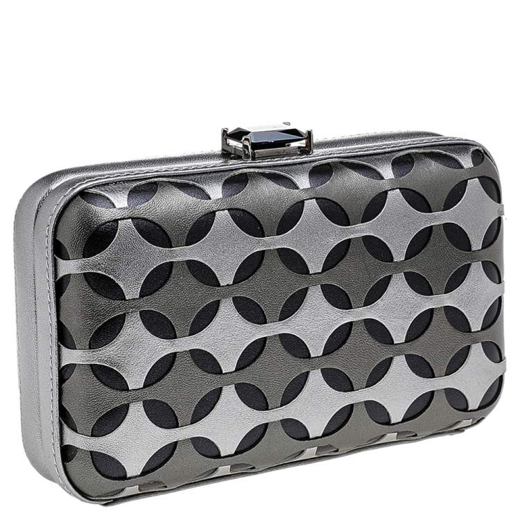 Pre Owned Loewe Tri Color Laser Cut Leather Clutch