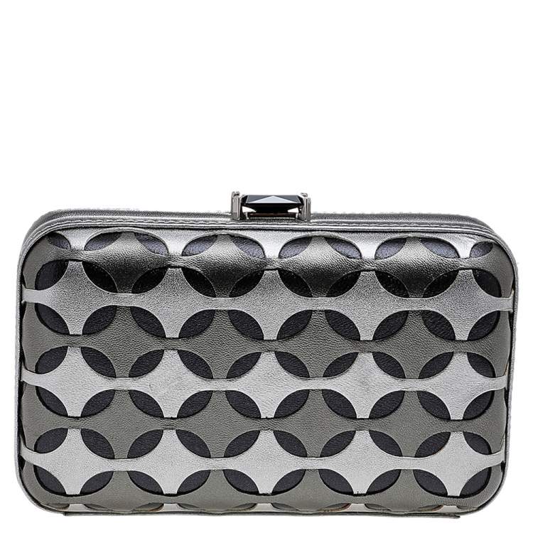 Pre Owned Loewe Tri Color Laser Cut Leather Clutch