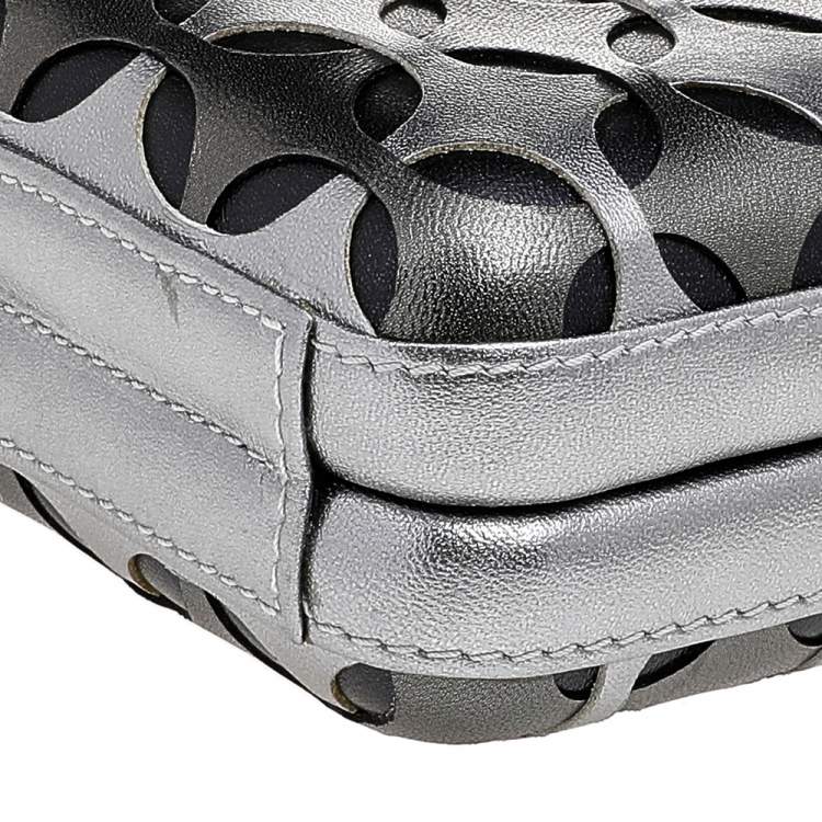 Pre Owned Loewe Tri Color Laser Cut Leather Clutch
