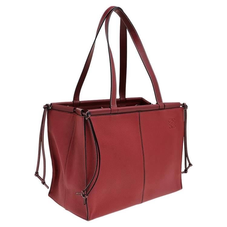 Pre Owned Loewe Brick Red Leather Large Cushion Tote