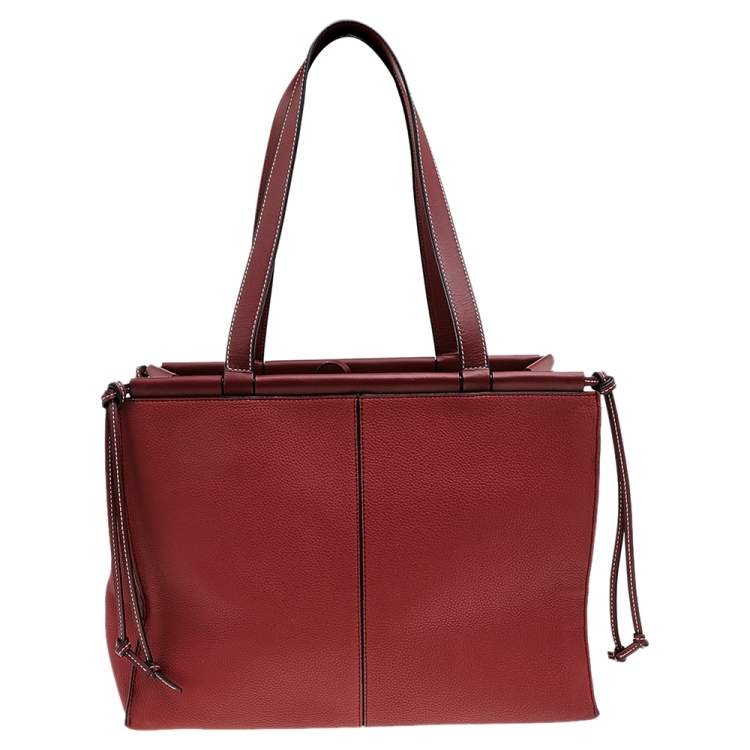 Pre Owned Loewe Brick Red Leather Large Cushion Tote