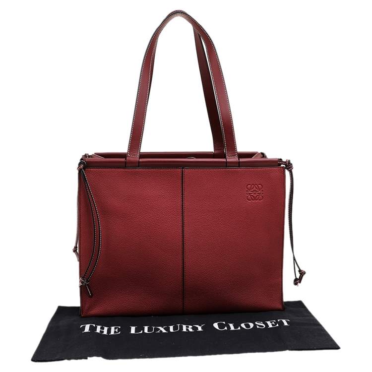Pre Owned Loewe Brick Red Leather Large Cushion Tote