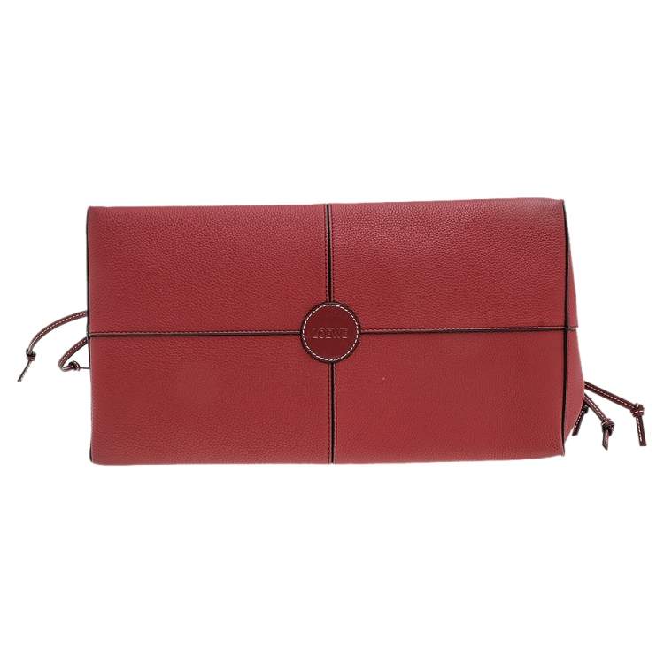 Pre Owned Loewe Brick Red Leather Large Cushion Tote