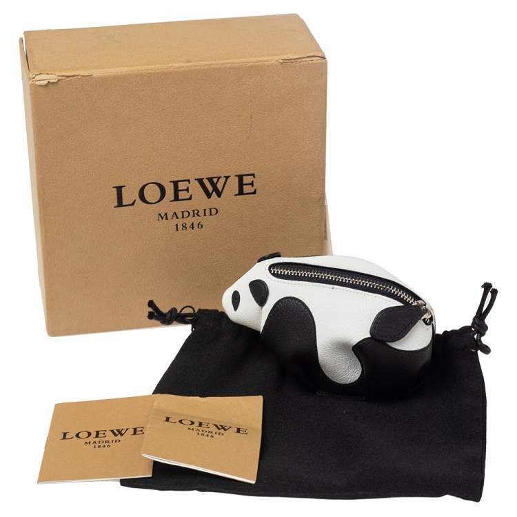 Pre Owned Loewe Black/White Leather Panda Coin Purse