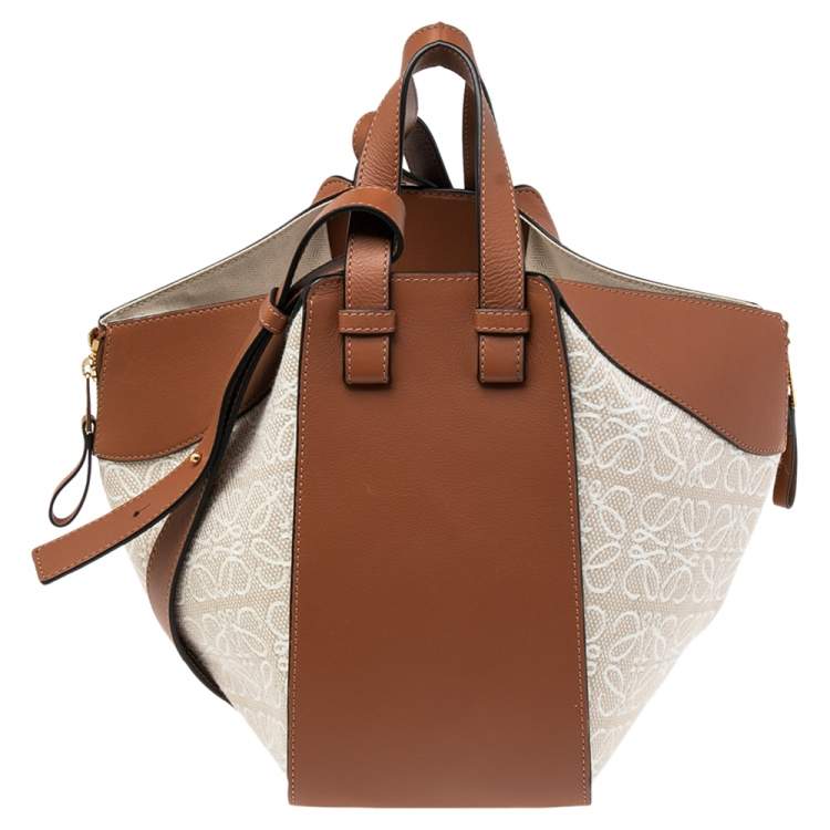 Pre Owned Loewe Beige/Brown Leather Small Hammock Shoulder Bag