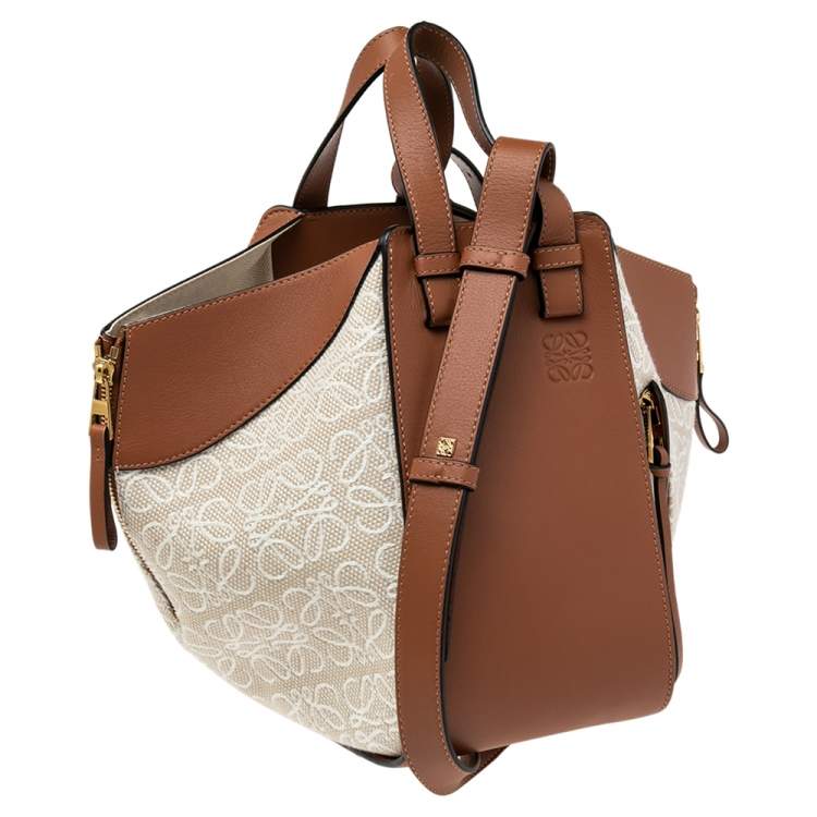 Pre Owned Loewe Beige/Brown Leather Small Hammock Shoulder Bag