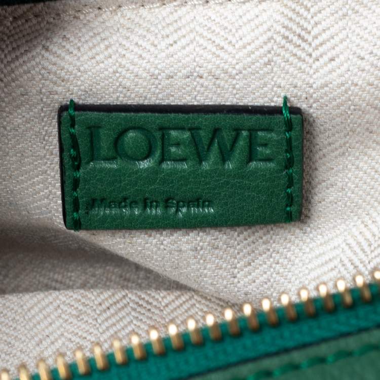 Pre Owned Loewe Green/Brown Suede and Leather Playing Card Puzzle Shoulder Bag