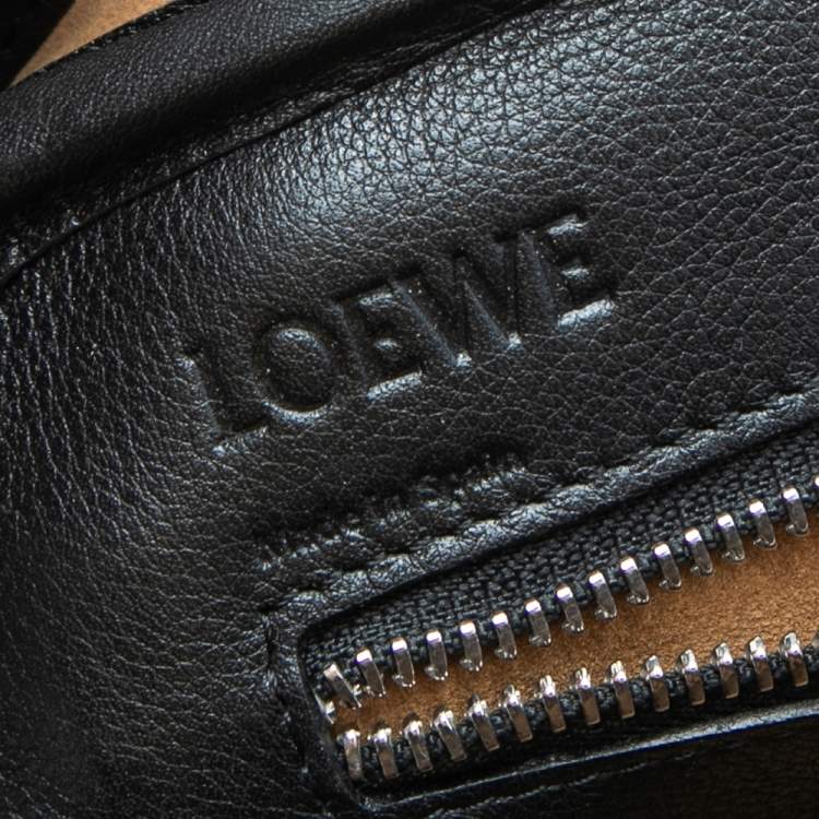 Pre Owned Loewe Black Anagram Embossed Leather Satchel