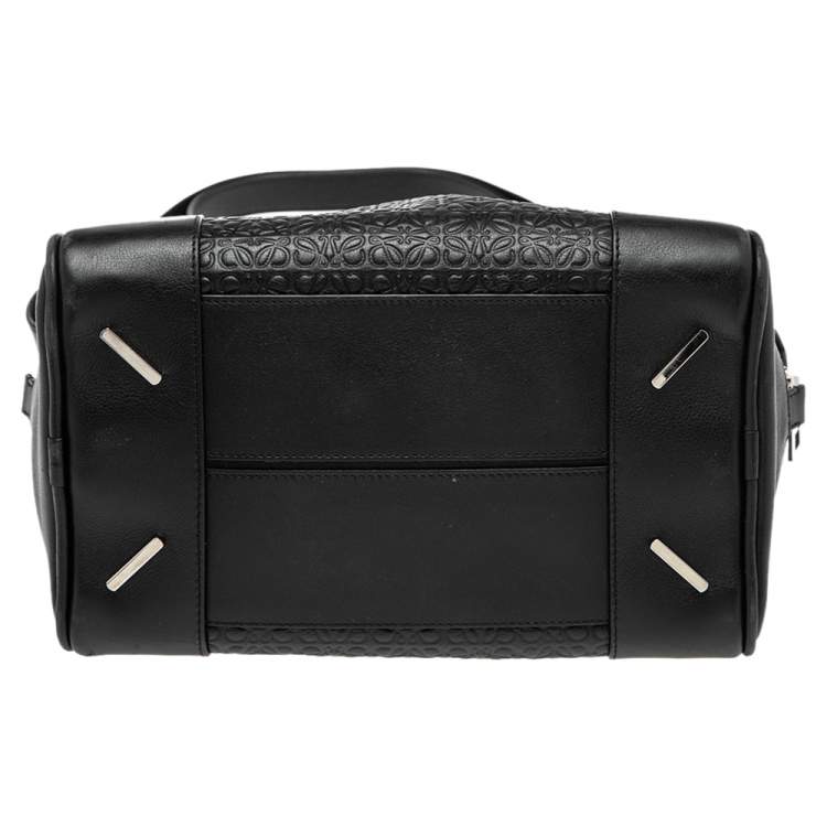 Pre Owned Loewe Black Anagram Embossed Leather Satchel