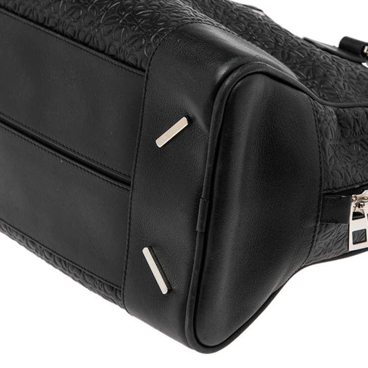 Pre Owned Loewe Black Anagram Embossed Leather Satchel