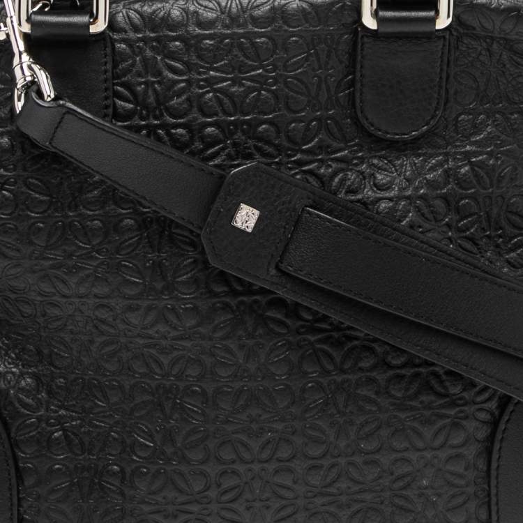 Pre Owned Loewe Black Anagram Embossed Leather Satchel