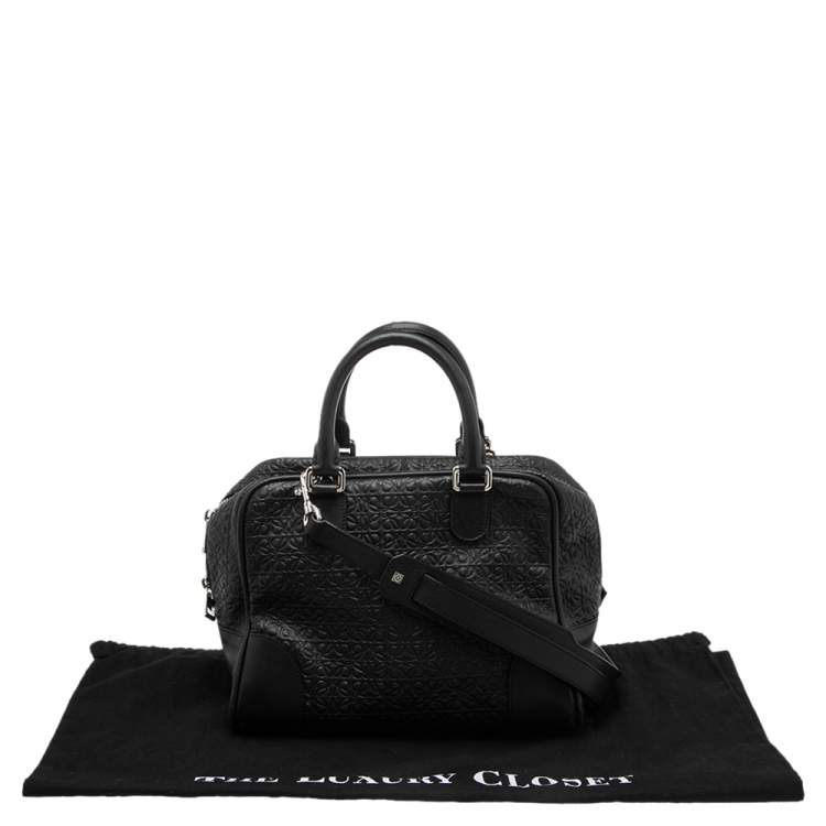 Pre Owned Loewe Black Anagram Embossed Leather Satchel