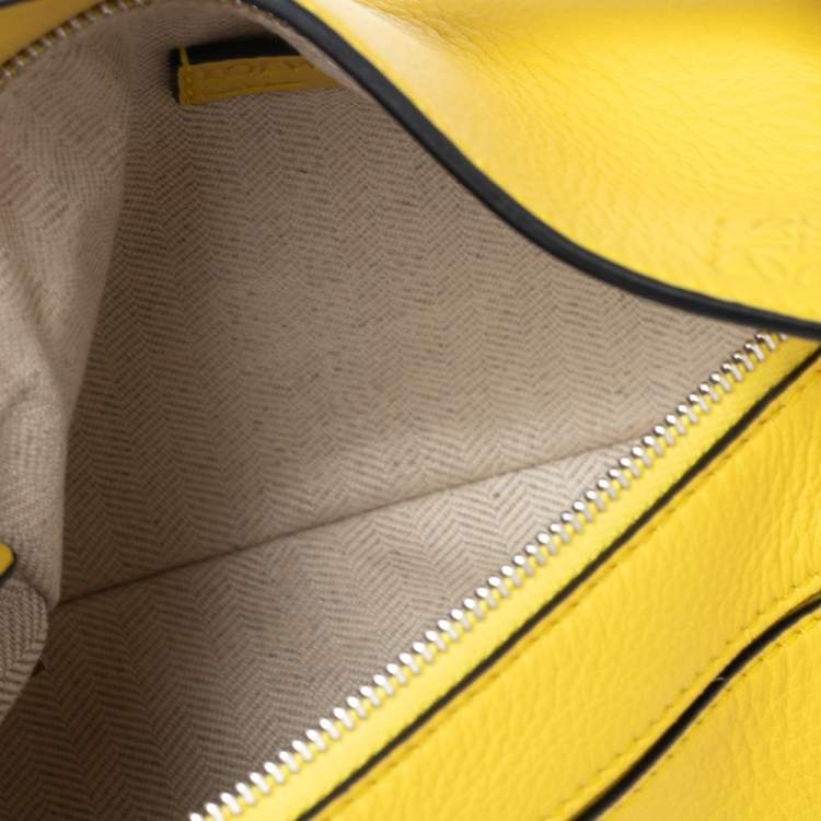 Pre Owned Loewe Yellow Leather Mini Puzzle Top  Handle Bag