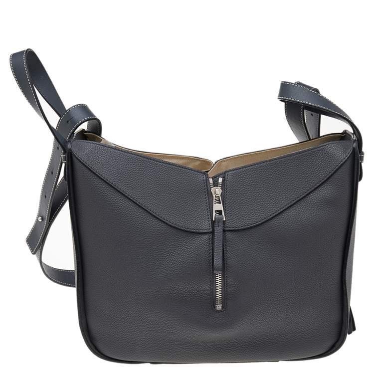 Pre Owned Loewe Grey Leather Medium Hammock Shoulder Bag