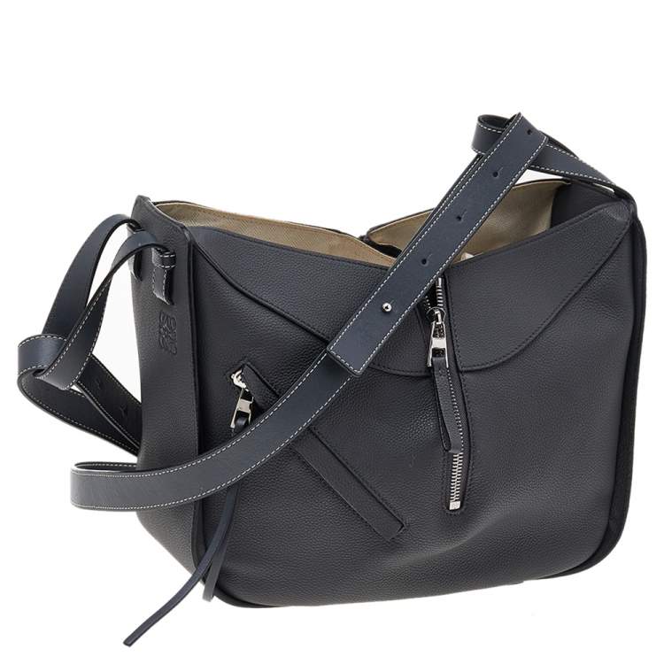Pre Owned Loewe Grey Leather Medium Hammock Shoulder Bag