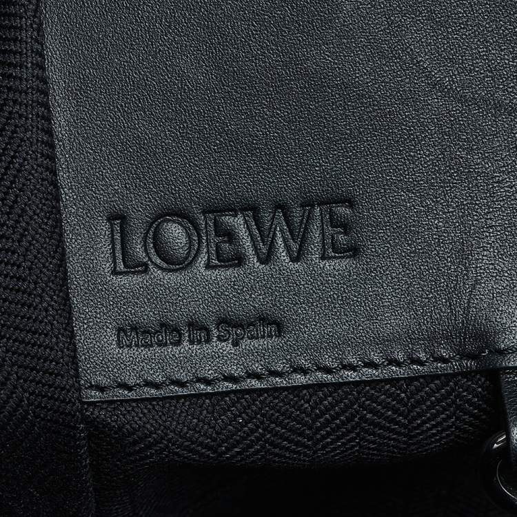 Pre Owned Loewe Black/Blue Bird Jacquard Canvas and Leather Hammock Bag