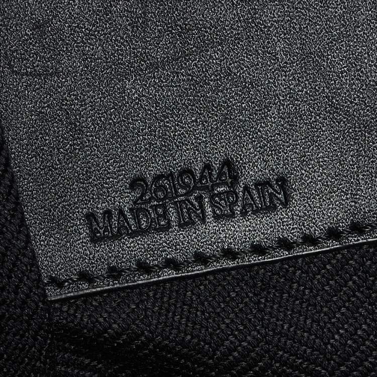 Pre Owned Loewe Black/Blue Bird Jacquard Canvas and Leather Hammock Bag