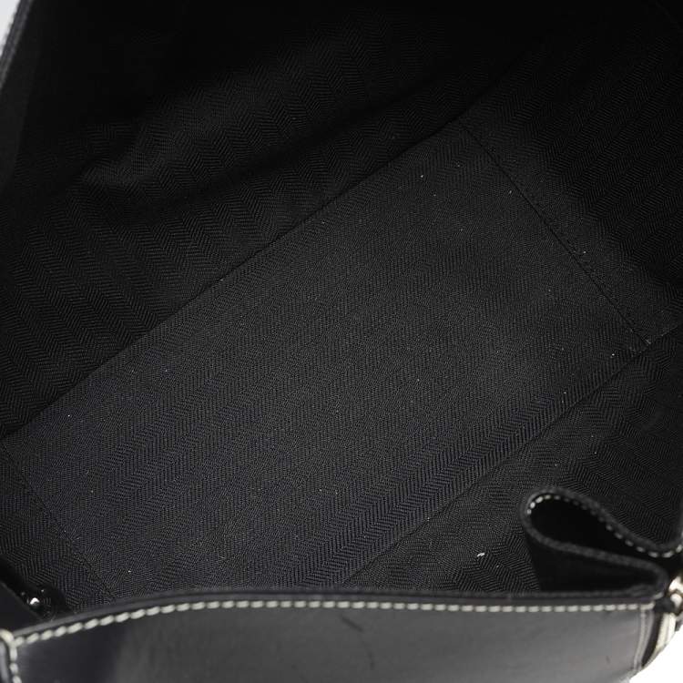 Pre Owned Loewe Black/Blue Bird Jacquard Canvas and Leather Hammock Bag