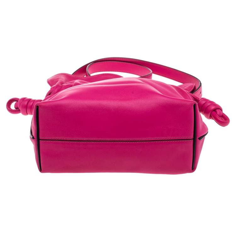 Pre Owned Loewe Pink Leather Flamenco Knot Shoulder Bag