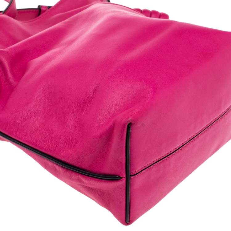 Pre Owned Loewe Pink Leather Flamenco Knot Shoulder Bag