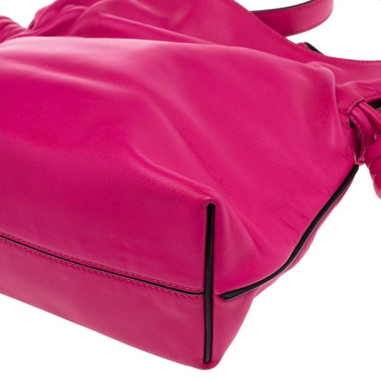 Pre Owned Loewe Pink Leather Flamenco Knot Shoulder Bag