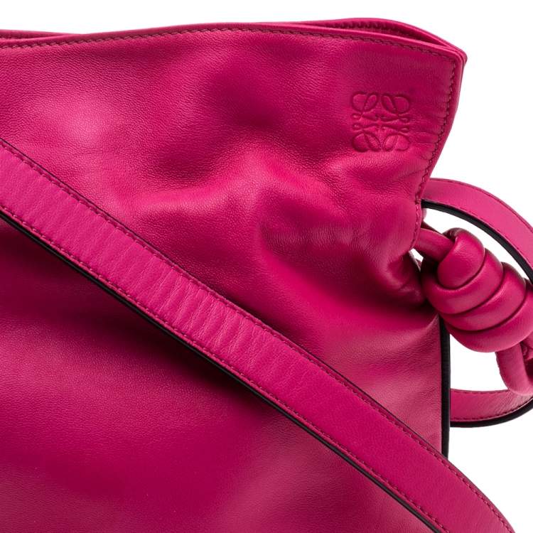 Pre Owned Loewe Pink Leather Flamenco Knot Shoulder Bag