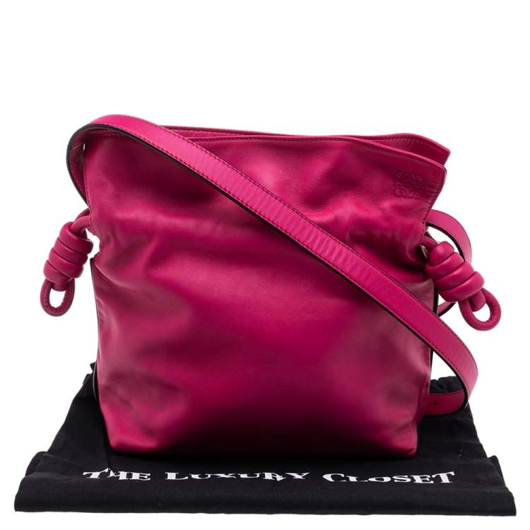 Pre Owned Loewe Pink Leather Flamenco Knot Shoulder Bag