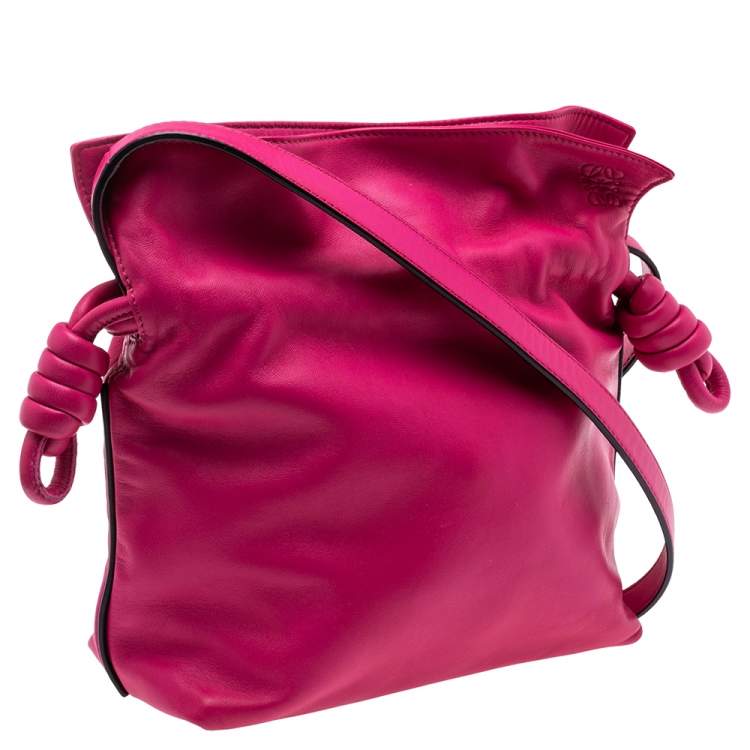 Pre Owned Loewe Pink Leather Flamenco Knot Shoulder Bag