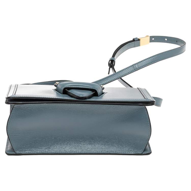 Pre Owned Loewe Blue Leather Barcelona Crossbody Bag