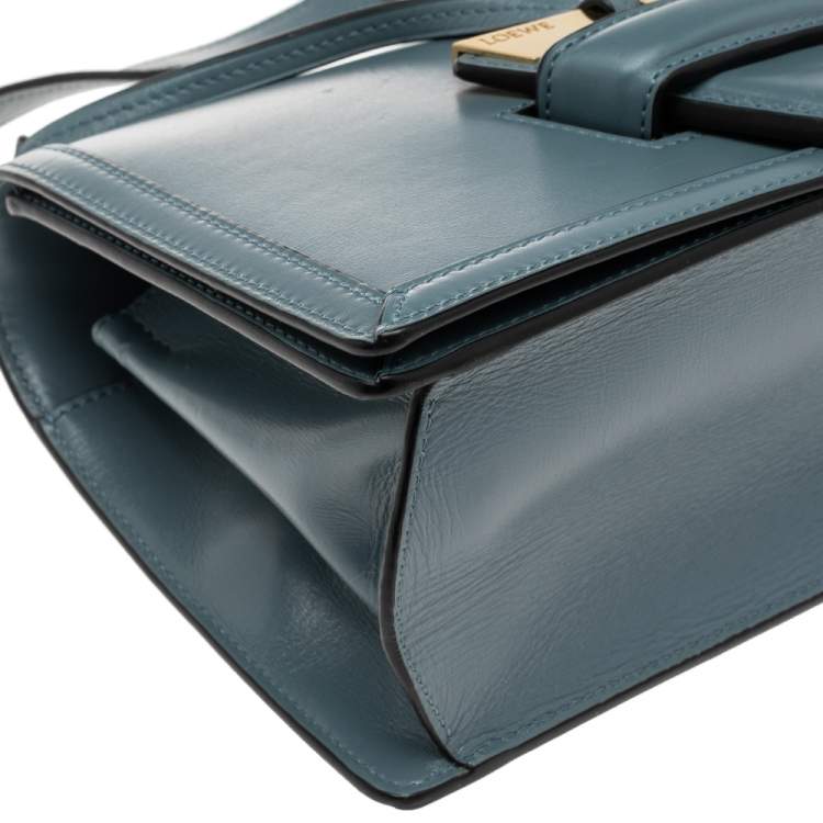 Pre Owned Loewe Blue Leather Barcelona Crossbody Bag