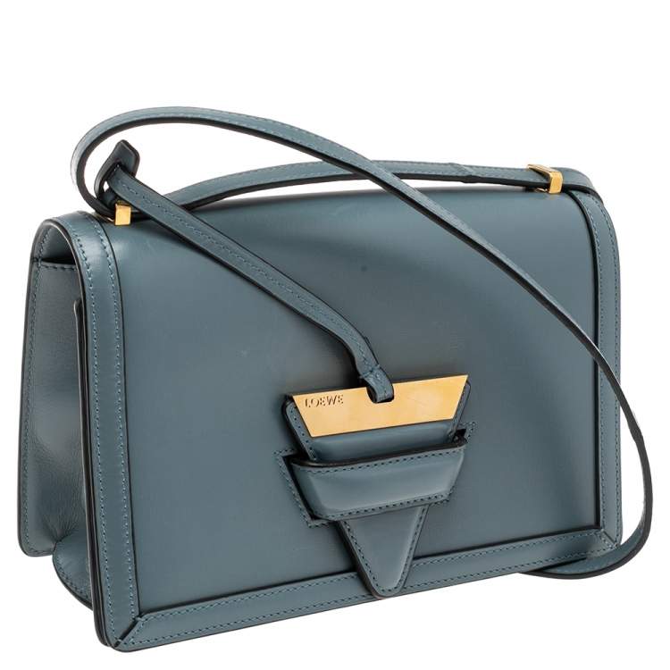 Pre Owned Loewe Blue Leather Barcelona Crossbody Bag