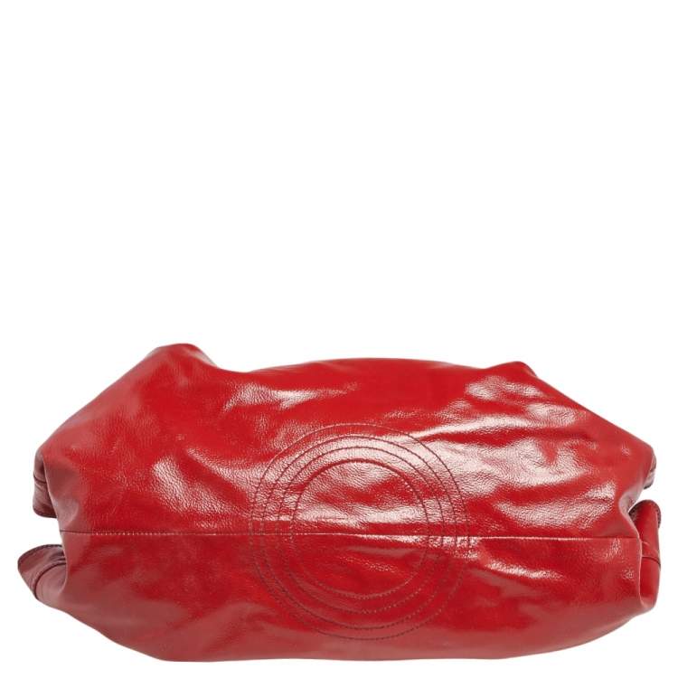 Pre Owned Loewe Red Patent Leather Aire Hobo
