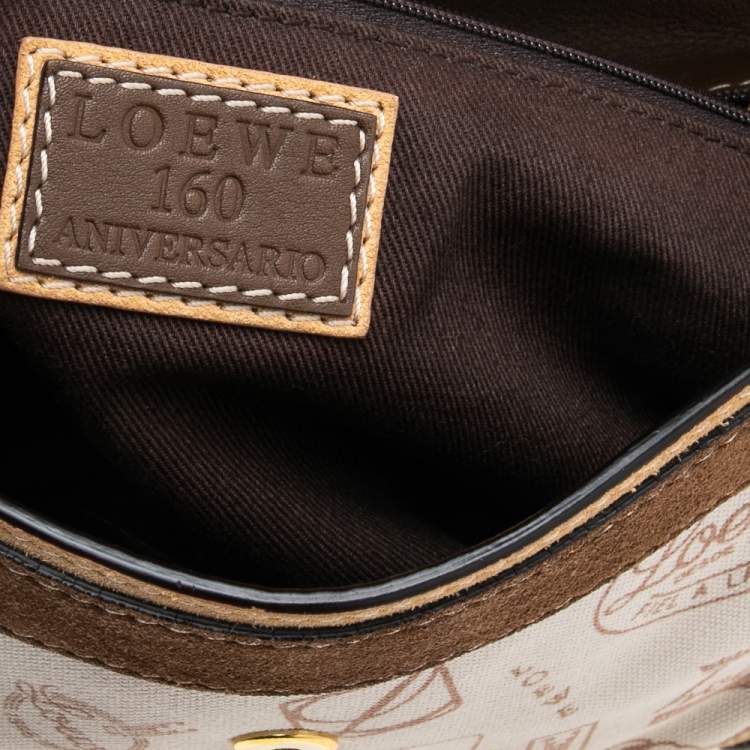 Pre Owned Loewe Multicolor Signature Printed Canvas, Suede and Leather Shoulder Bag