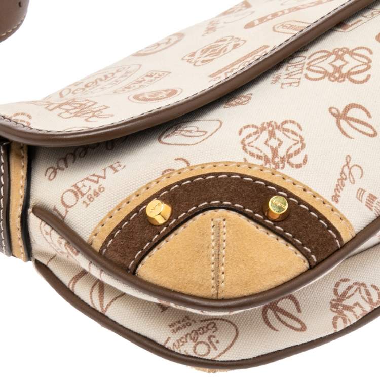 Pre Owned Loewe Multicolor Signature Printed Canvas, Suede and Leather Shoulder Bag