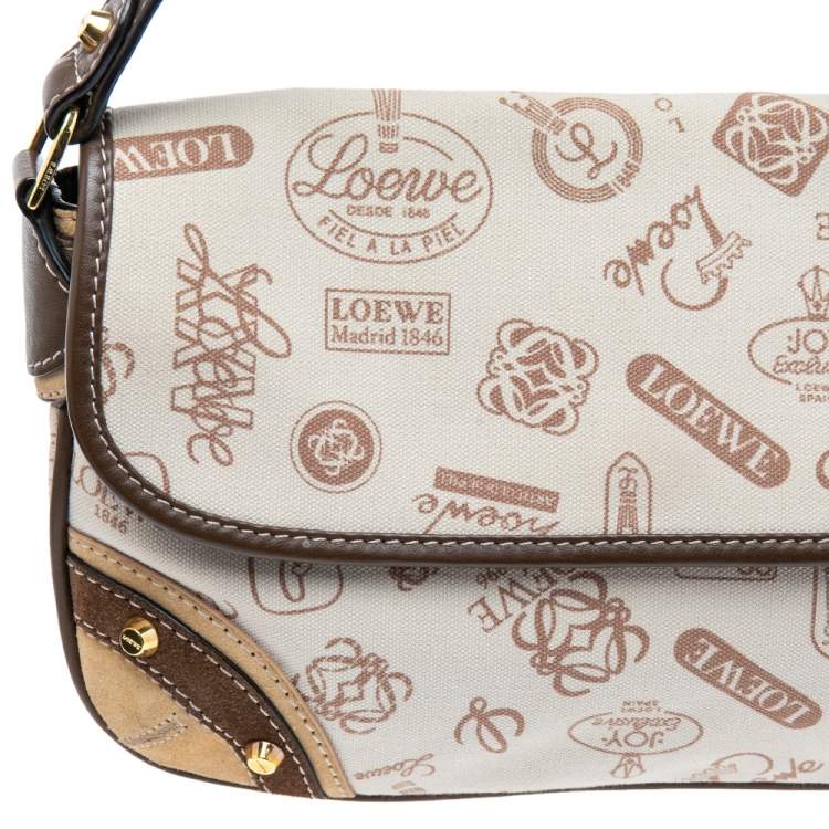 Pre Owned Loewe Multicolor Signature Printed Canvas, Suede and Leather Shoulder Bag