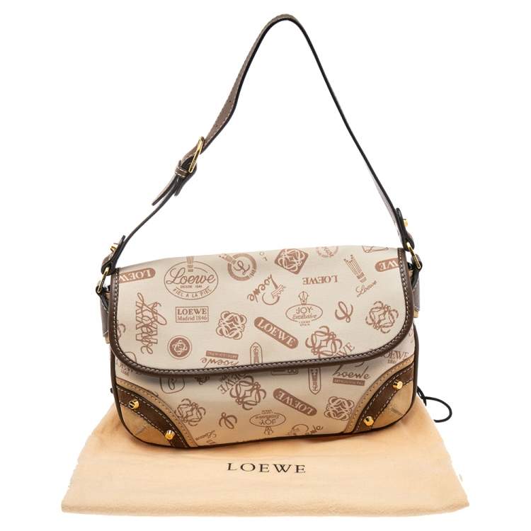 Pre Owned Loewe Multicolor Signature Printed Canvas, Suede and Leather Shoulder Bag