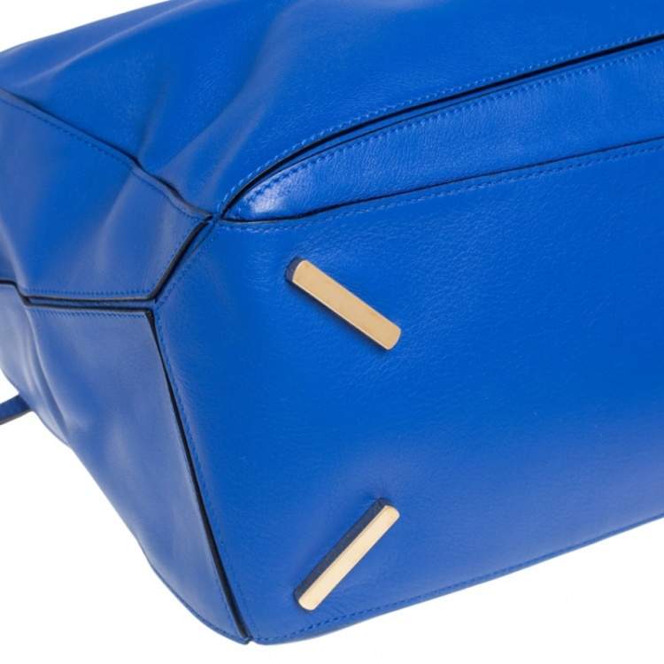 Pre Owned Loewe Royal Blue Leather Large Puzzle Bag