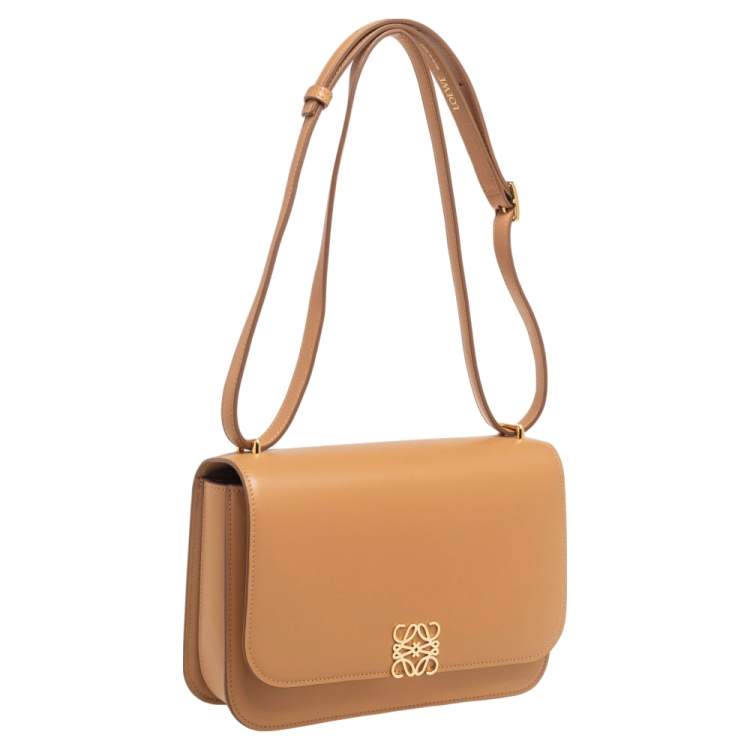 Pre Owned Loewe Tan Leather Anagram Flap Shoulder Bag