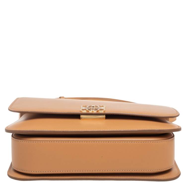 Pre Owned Loewe Tan Leather Anagram Flap Shoulder Bag