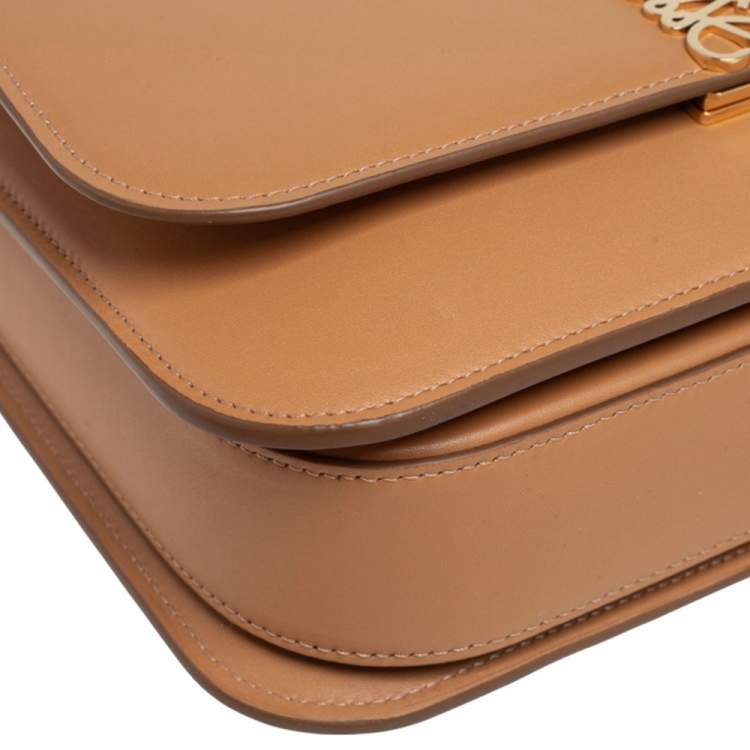 Pre Owned Loewe Tan Leather Anagram Flap Shoulder Bag