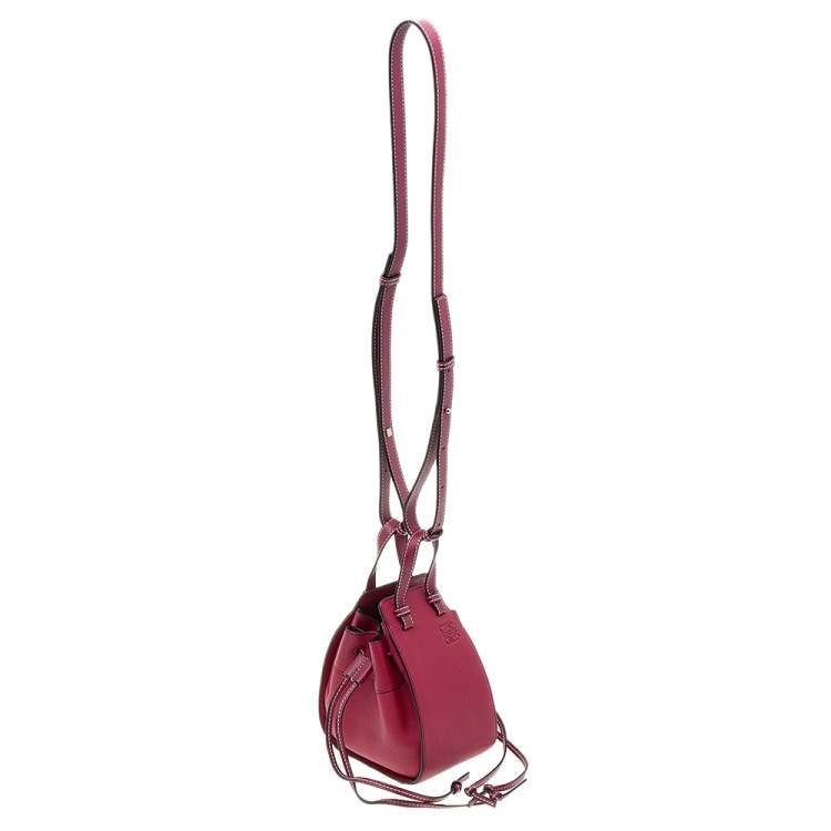 Pre Owned Loewe Burgundy Leather Mini Hammock Drawstring Bag