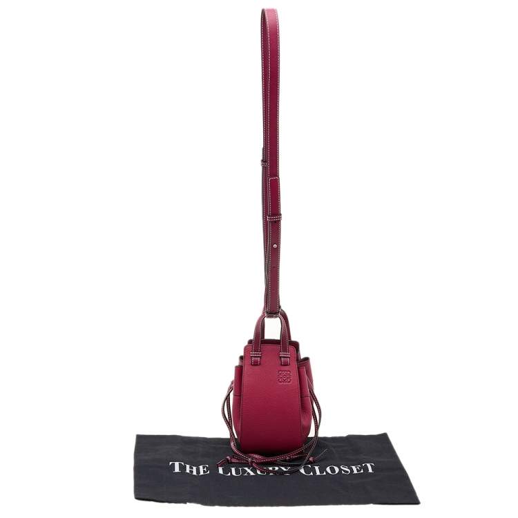Pre Owned Loewe Burgundy Leather Mini Hammock Drawstring Bag