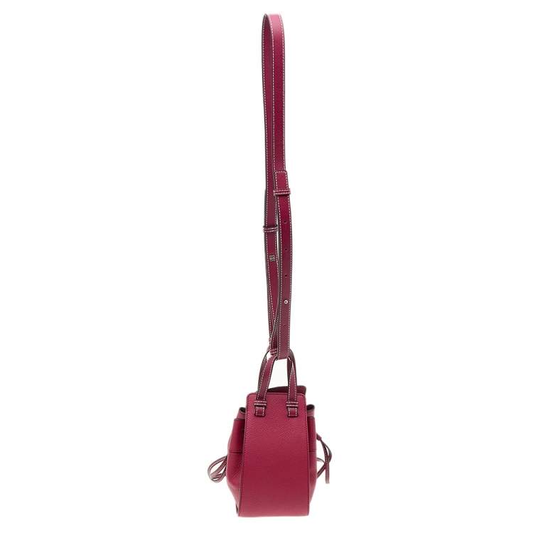Pre Owned Loewe Burgundy Leather Mini Hammock Drawstring Bag
