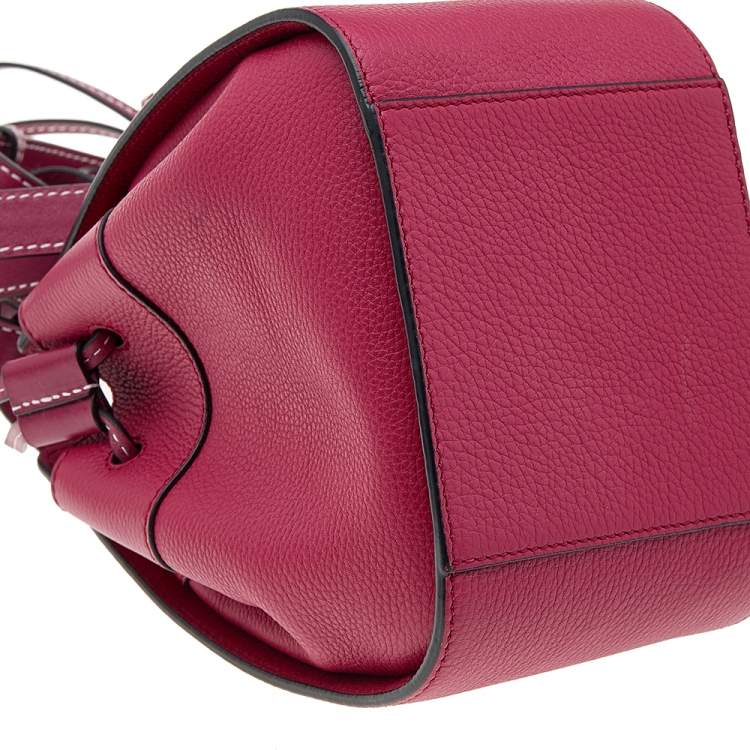 Pre Owned Loewe Burgundy Leather Mini Hammock Drawstring Bag