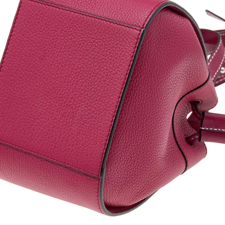 Pre Owned Loewe Burgundy Leather Mini Hammock Drawstring Bag