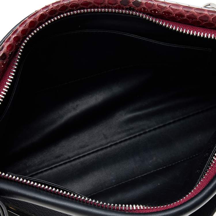 Pre Owned Loewe Black/Red Leather and Python Missy Crossbody Bag
