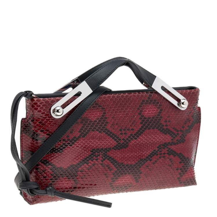 Pre Owned Loewe Black/Red Leather and Python Missy Crossbody Bag