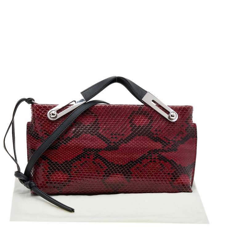 Pre Owned Loewe Black/Red Leather and Python Missy Crossbody Bag