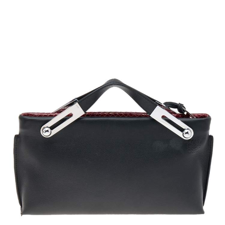 Pre Owned Loewe Black/Red Leather and Python Missy Crossbody Bag